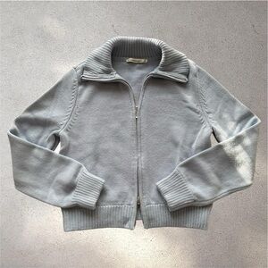 Light Blue Zip-Up Sweater